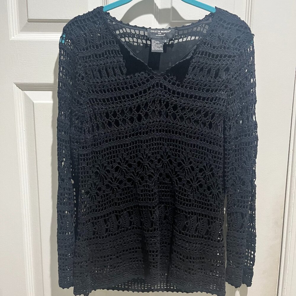 Colette Mordo Black Crochet Knit Top